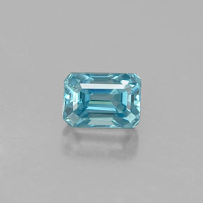 Zircão azul natural 0,67ct, corte esmeralda, VS