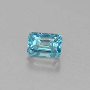 Zircão azul natural 0,67ct, corte esmeralda, VS