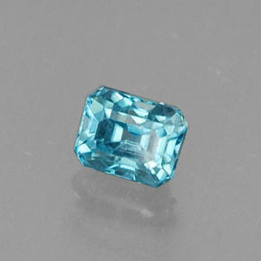 Zircão Azul Natural 0,40ct, Corte Esmeralda, VS
