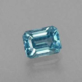 Zircão azul natural 0,41ct, corte esmeralda, VVS-VS