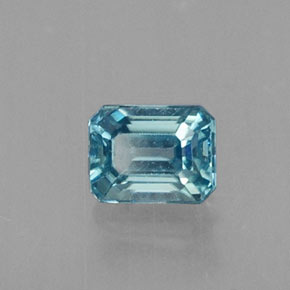 Zircão azul natural 0,41ct, corte esmeralda, VVS-VS