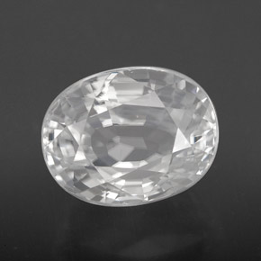 Zircão branco natural 8,64ct, corte oval, VVS