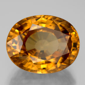 Zircão amarelo natural 18,67ct, corte oval, VVS