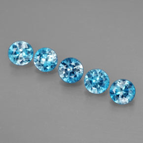 Pedras preciosas de zircão azul natural de  ct, corte redondo, VS
