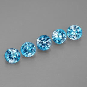 Pedras preciosas de zircão azul natural de  ct, corte redondo, VS