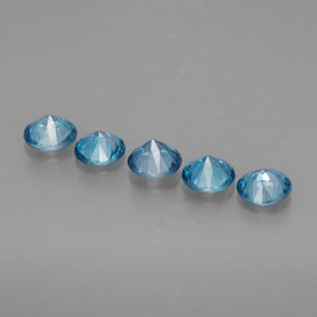 Pedras preciosas de zircão azul natural de  ct, corte redondo, VS