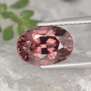 Zircão rosa natural 4,09ct, corte oval, VVS