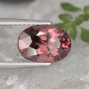 Zircão rosa natural 4,09ct, corte oval, VVS