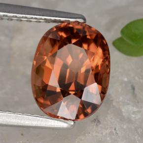 Zircão laranja natural 3,54ct, corte oval, VS