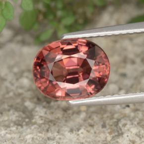 Zircão rosa natural 3,31ct, corte oval, VVS