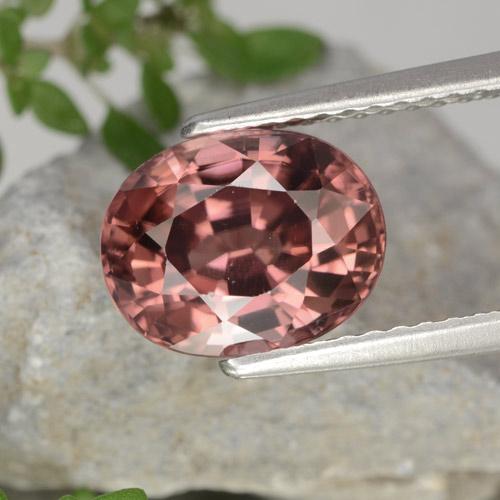 Zircão rosa natural 3,46ct, corte oval, VVS