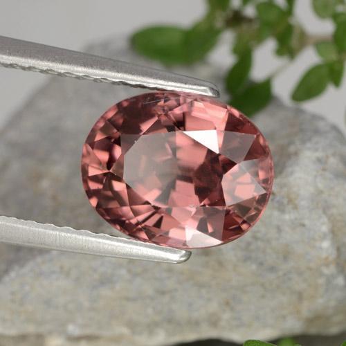 Zircão rosa natural 3,46ct, corte oval, VVS