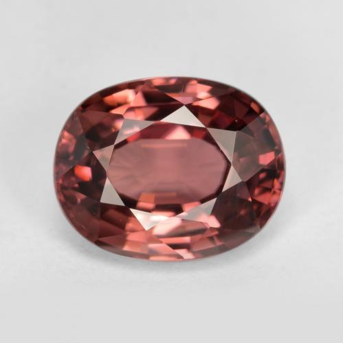 Zircão vermelho natural 3,14ct, corte oval, VVS