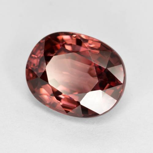 Zircão vermelho natural 3,14ct, corte oval, VVS