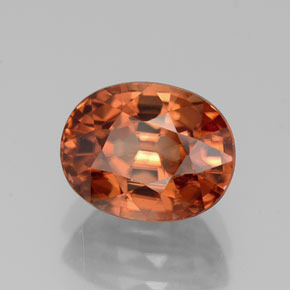 Zircão laranja natural 3,83ct, corte oval, VVS