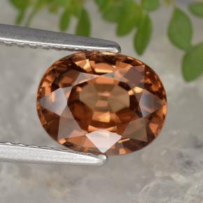 Zircão vermelho natural 3,12ct, corte oval, VVS