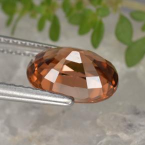 Zircão vermelho natural 3,12ct, corte oval, VVS