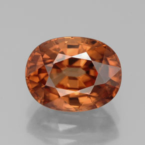 Zircão laranja natural 3,45ct, corte oval, VVS