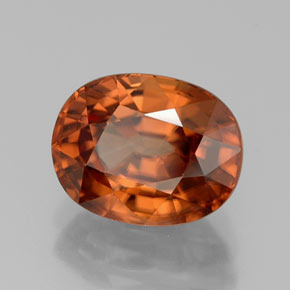 Zircão laranja natural 3,45ct, corte oval, VVS