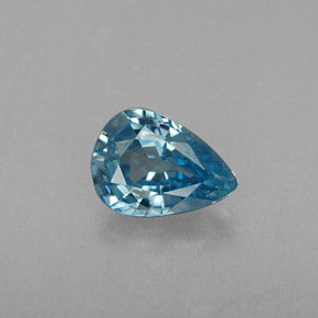 Zircão azul natural 0,82ct, formato de pêra, VVS