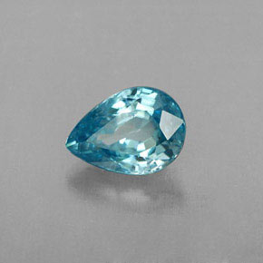 Zircão azul natural 1,02ct, formato de pêra, VVS
