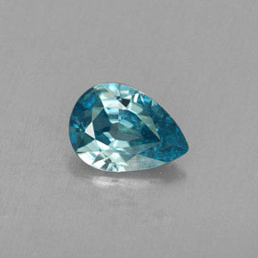 Zircão azul natural 0,77ct, formato de pêra, VVS