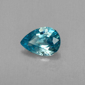 Zircão azul natural 0,77ct, formato de pêra, VVS