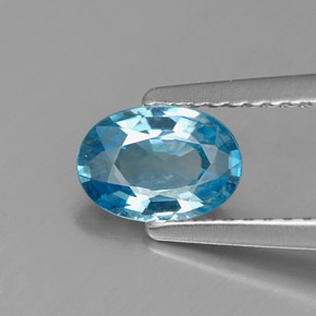 Zircão azul natural 1,04ct, corte oval, VVS