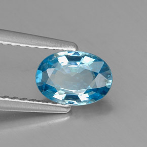 Zircão azul natural 1,04ct, corte oval, VVS