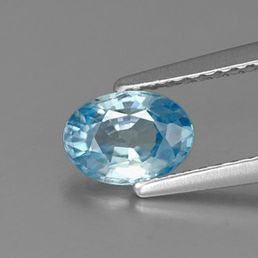 Zircão azul natural 0,96ct, corte oval, VVS