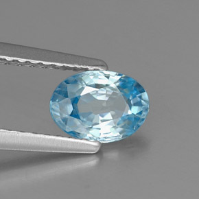 Zircão azul natural 0,96ct, corte oval, VVS