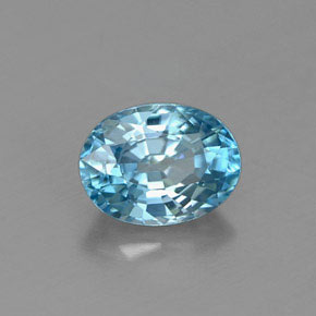 Zircão azul natural 1,19ct, corte oval, VVS