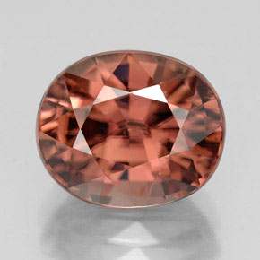 Zircão rosa natural 6,21ct, corte oval, VVS