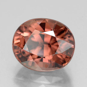 Zircão rosa natural 6,21ct, corte oval, VVS