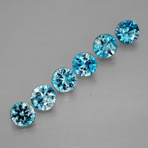 Pedras preciosas de zircão azul natural de  ct, corte redondo, VVS-VS