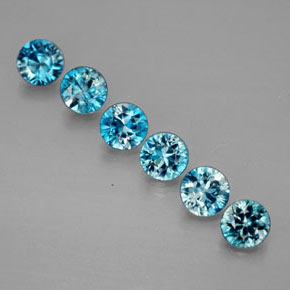 Pedras preciosas de zircão azul natural de  ct, corte redondo, VVS-VS