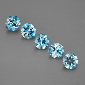 Pedras preciosas de zircão azul natural de  ct, corte redondo, VVS-VS