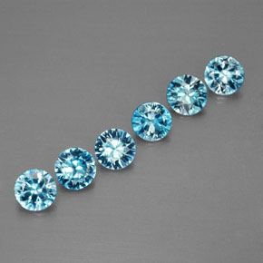 Pedras preciosas de zircão azul natural de  ct, corte redondo, VVS-VS