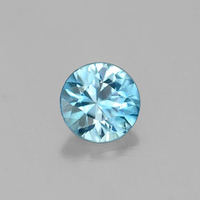 Zircão azul natural 0,33ct, corte redondo, VVS