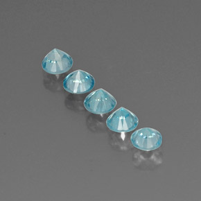 Pedras preciosas de zircão azul natural de  ct, corte redondo, VVS