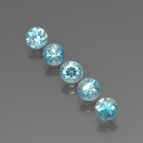 Pedras preciosas de zircão azul natural de  ct, corte redondo, VVS