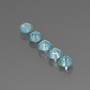 Pedras preciosas de zircão azul natural de  ct, corte redondo, VVS