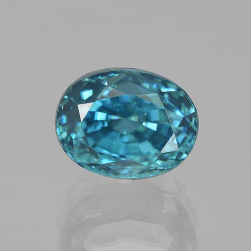 Zircão turquesa natural 6,04ct, corte oval, VVS