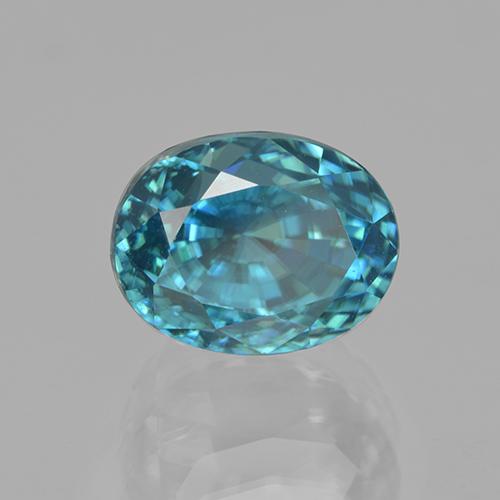 Zircão turquesa natural 6,04ct, corte oval, VVS