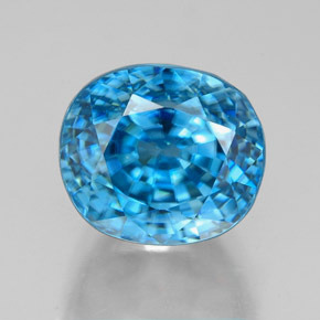 Zircão azul natural 7,38ct, corte oval, VVS