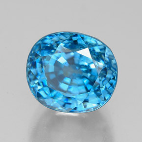 Zircão azul natural 7,38ct, corte oval, VVS