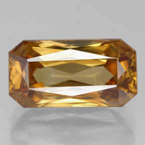 Zircão amarelo natural 8,32ct, corte esmeralda, VVS