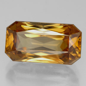 Zircão amarelo natural 8,32ct, corte esmeralda, VVS