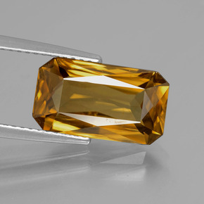 Zircão amarelo natural 6,47ct, corte esmeralda, VVS