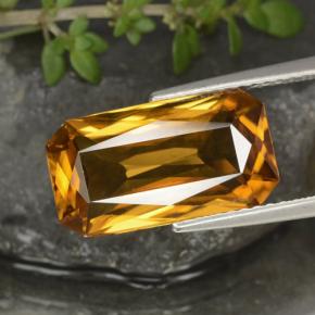 Zircão dourado natural 7,91ct, corte esmeralda, VS